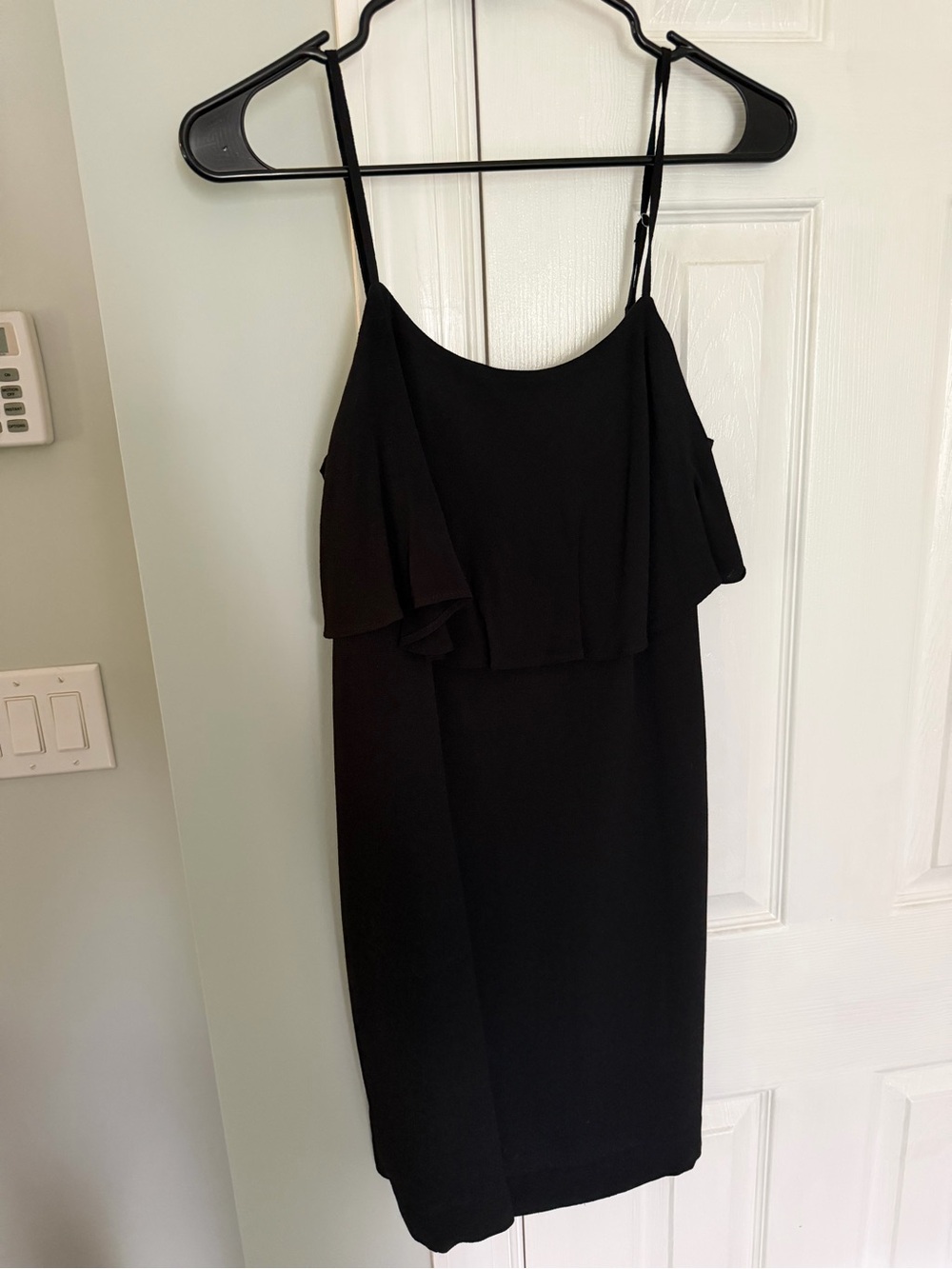 J. Crew Black Ruffle Spaghetti Strap Mini Dress